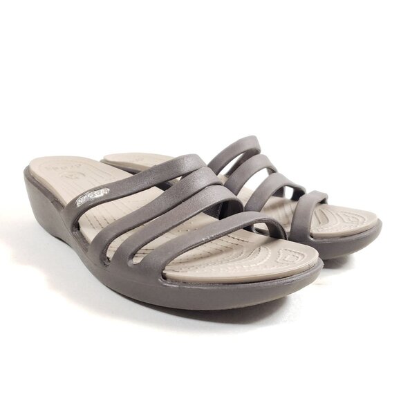 Crocs Womens Size 8 Brown Strappy Slide Sandals - Picture 1 of 8